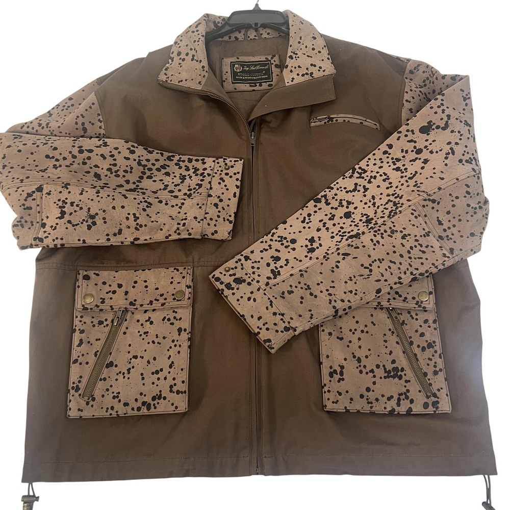 Loro Piana Storm System Jacket Mens XXL Brown Leather Rain‎ Wind Coat Outdoor